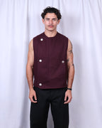 Felix Vest / Burgundy Melton Wool