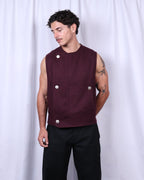 Felix Vest / Burgundy Melton Wool