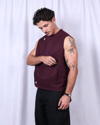 Felix Vest / Burgundy Melton Wool