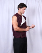 Felix Vest / Burgundy Melton Wool