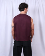 Felix Vest / Burgundy Melton Wool
